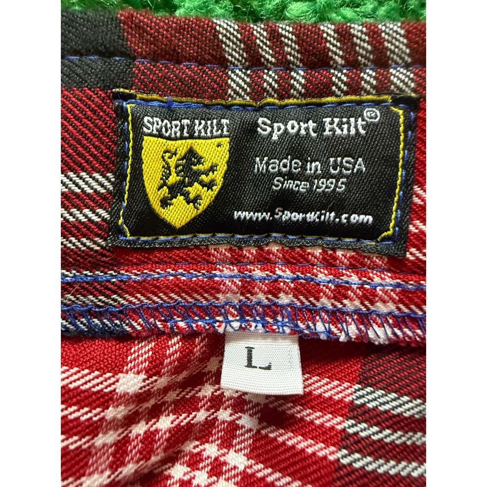 Sport Kilt Red Blue Tartan Plaid Pleated Mini Kilt with Pocket Mens Womens (B) - Picture 9 of 9